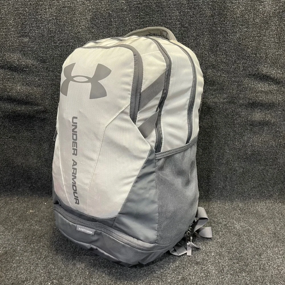 Under Armour 1294720 UA Storm Grey White Hustle 3.0 Storm School Travel Backpack
